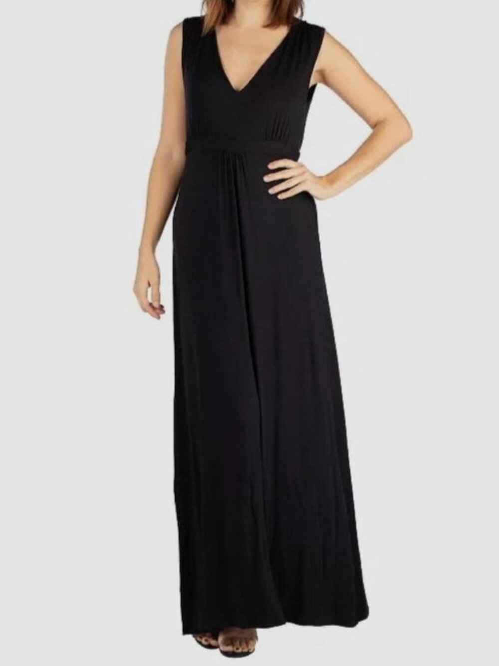 24seven Women's Black Sleeveless V-Neck Maxi Dress Formal Plus Size 2X NWT